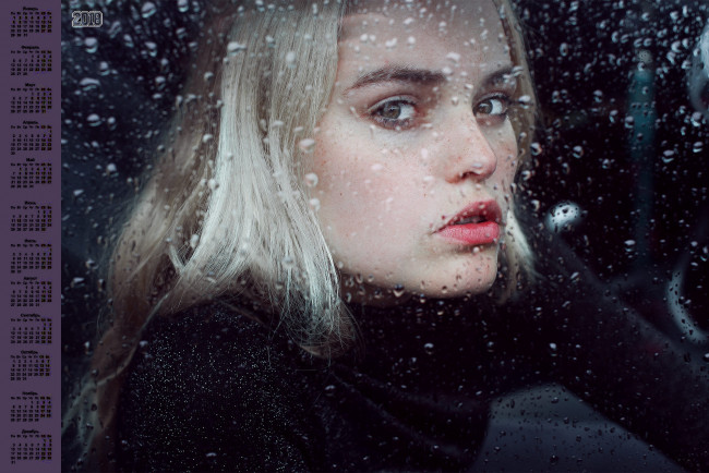 Обои картинки фото календари, девушки, взгляд, лицо, 2018, капли