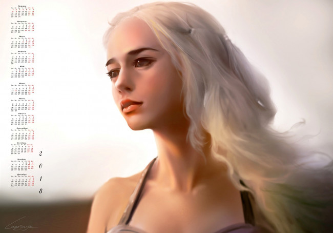 Обои картинки фото календари, кино,  мультфильмы, 2018, девушка, взгляд, профиль