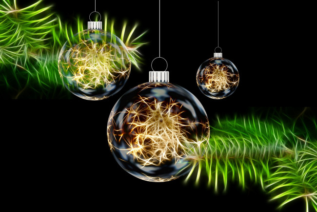 Обои картинки фото праздничные, 3д графика , новый год, шары, фон