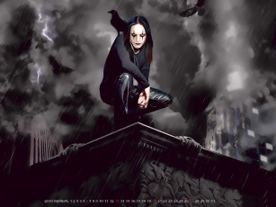 Картинка календари фэнтези человек птица ночь дождь город здание calendar 2019