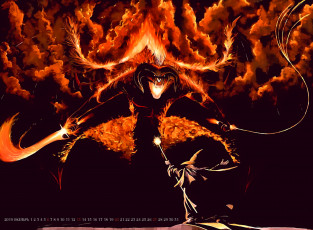 Картинка календари видеоигры демон 2019 calendar маг шляпа огонь рога