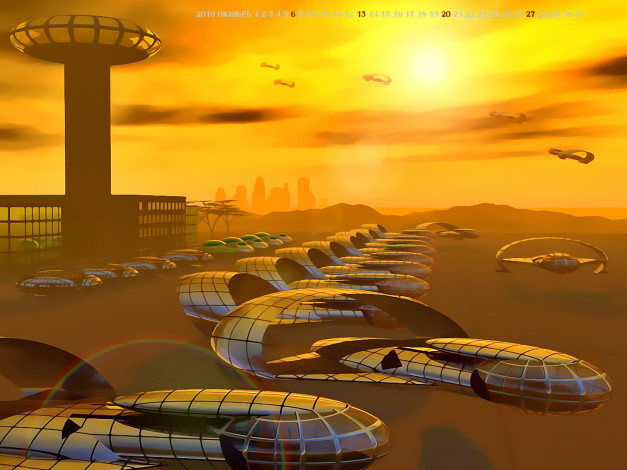 Обои картинки фото календари, фэнтези, 2019, calendar, планета, звездолет