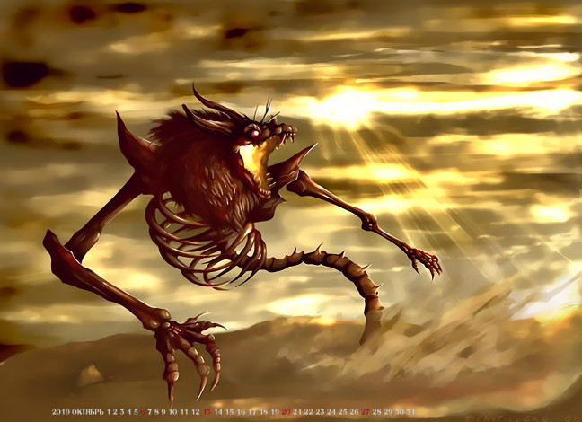 Обои картинки фото календари, фэнтези, 2019, calendar, монстр, существо