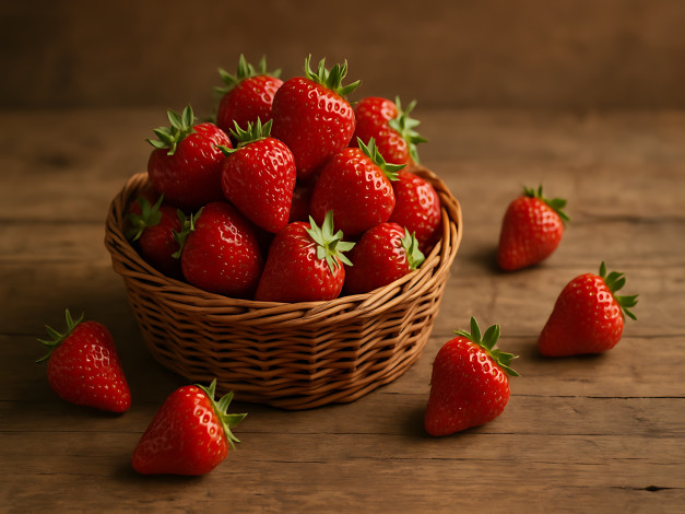 Обои картинки фото 3д графика, еда-, food, корзинка, клубника, ягоды