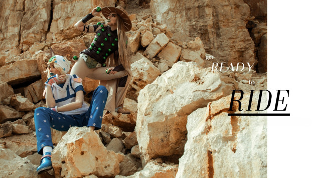 Обои картинки фото девушки, tenletters, образы, косплей, наряды, костюмы, скалы, шляпа, шарики