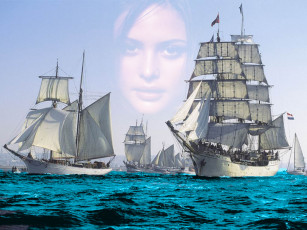 обоя люблю*тебя*, море, корабли, парусники