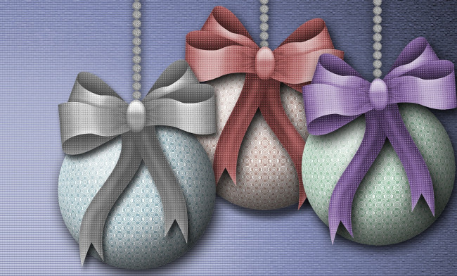 Обои картинки фото праздничные, векторная, графика, новый, год, шары, бантики