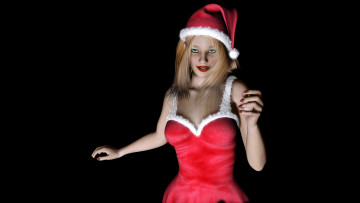 Картинка 3д+графика holidays +праздники девушка снегурочка взгляд