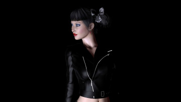 Картинка 3д+графика people+ люди девушка курточка фон взгляд