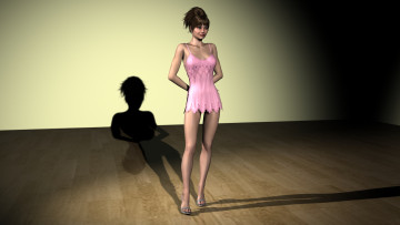 Картинка 3д+графика people+ люди платье тень комната взгляд девушка