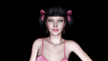 Картинка 3д+графика people+ люди взгляд бантик платье фон девушка