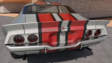 Картинка автомобили 3д chevrolet 1970 z28 camaro белый красный