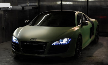 Картинка автомобили audi r8 зеленая ауди