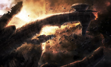 Картинка фэнтези космические+корабли +звездолеты +станции космический корабль прометей взрыв крушение