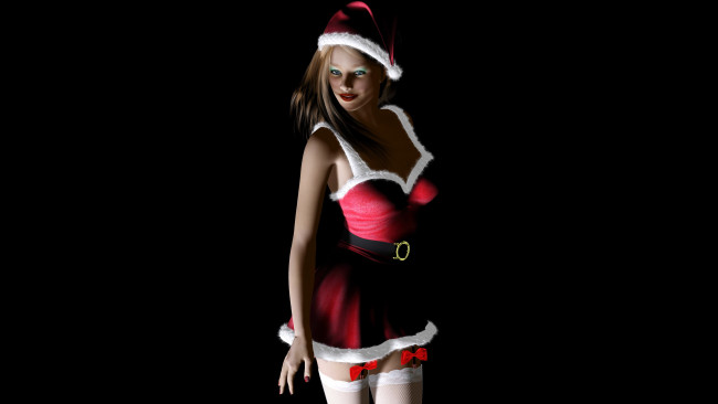 Обои картинки фото 3д графика, holidays,  праздники, снегурочка, взгляд, девушка