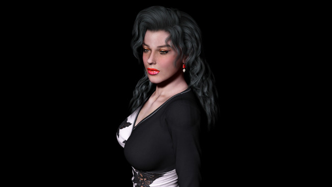 Обои картинки фото 3д графика, people , люди, девушка, фон, платье, взгляд