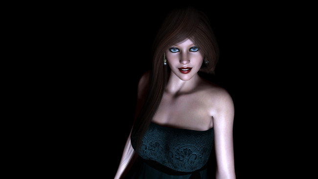 Обои картинки фото 3д графика, people , люди, девушка, платье, взгляд, фон