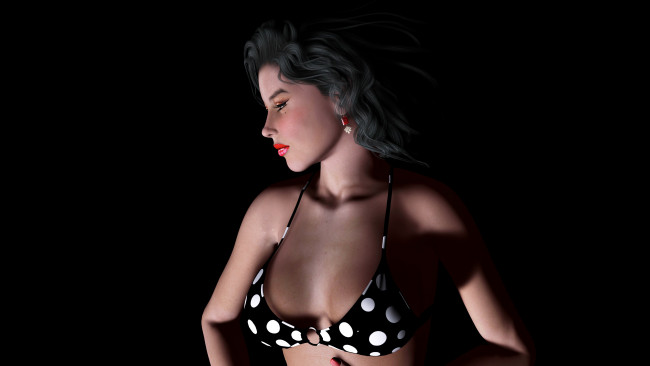 Обои картинки фото 3д графика, people , люди, девушка, взгляд, купальник