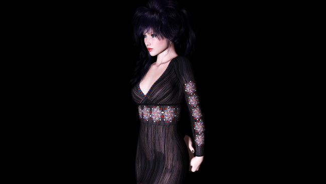 Обои картинки фото 3д графика, people , люди, девушка, взгляд, фон, платье