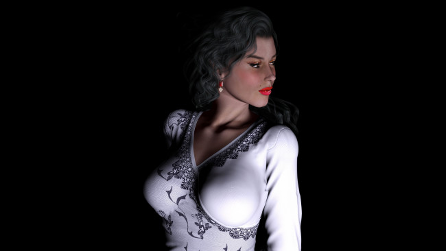 Обои картинки фото 3д графика, people , люди, фон, платье, девушка, взгляд