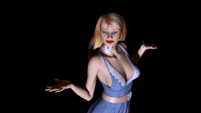 Обои картинки фото 3д графика, people , люди, платье, фон, девушка, взгляд