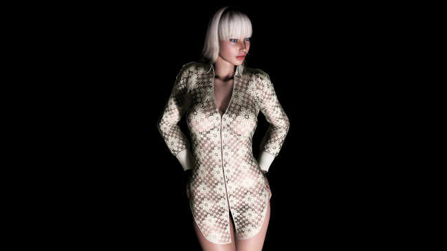 Обои картинки фото 3д графика, people , люди, платье, фон, взгляд, девушка