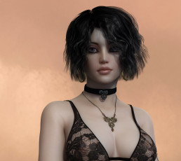 Картинка 3д+графика портрет+ portraits фон взгляд девушка