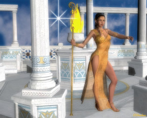 Картинка 3д+графика фантазия+ fantasy шест взгляд фон девушка