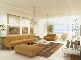 Картинка 3д+графика реализм+ realism столик кресла диван