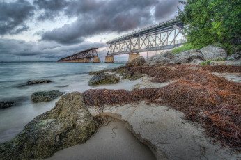 Картинка природа реки озера река мост тучи