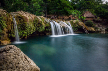 Картинка природа водопады лес река водопад
