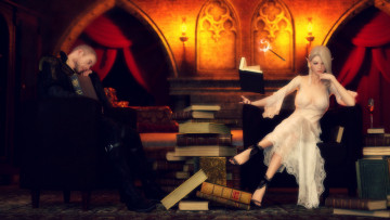 Картинка 3д+графика эльфы+ elves фон взгляд эльфийка книги мужчина