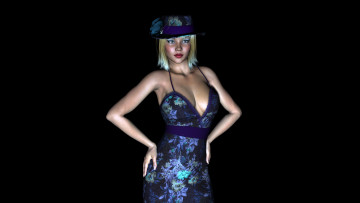 Картинка 3д+графика люди+ people девушка шляпа фон взгляд