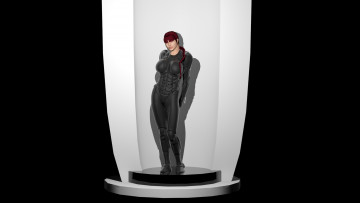 Картинка 3д+графика люди+ people девушка взгляд фон рыжая