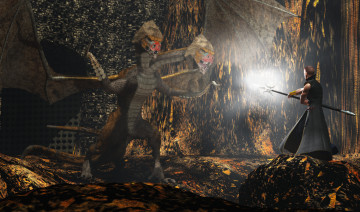 Картинка 3д+графика фантазия+ fantasy дракон воин