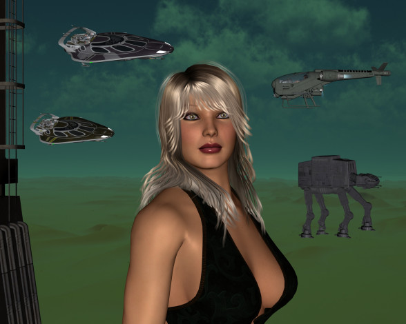 Обои картинки фото 3д графика, фантазия , fantasy, фон, взгляд, девушка, блондинка