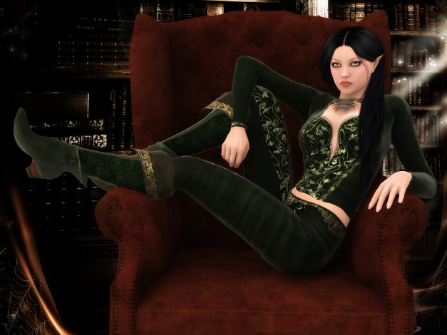 Обои картинки фото 3д графика, эльфы , elves, фон, взгляд, эльфийка