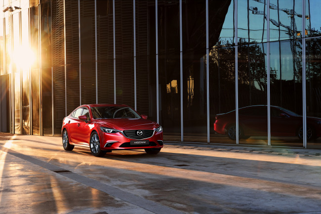 Обои картинки фото 2015 mazda 6, автомобили, mazda, красный, закат