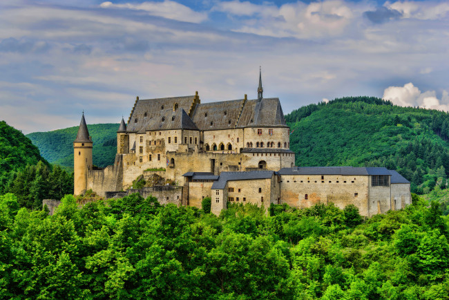 Обои картинки фото vianden, города, - дворцы,  замки,  крепости, холмы, лес, замок
