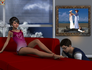 Картинка 3д+графика люди+ people фон девушка парень взгляд