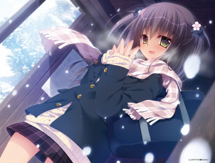Картинка аниме зима +новый+год +рождество арт nanaca mai девочка