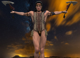 Картинка 3д+графика фантазия+ fantasy воин оружие фон взгляд мужчина