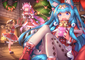 Картинка аниме зима +новый+год +рождество рождество aura kingdom shennai misha