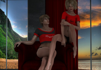 Картинка 3д+графика люди+ people фон взгляд девушки интерьер