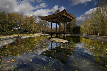 Картинка природа парк пруд беседка