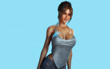 Картинка 3д+графика люди+ people взгляд улыбка тату фон девушка