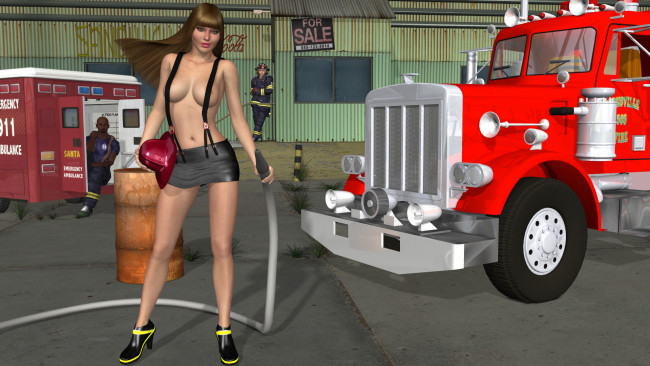 Обои картинки фото 3д графика, люди , people, девушка, взгляд, фон, автомобиль