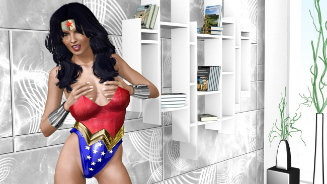 Обои картинки фото 3д графика, люди , people, супермен, фон, взгляд, девушка