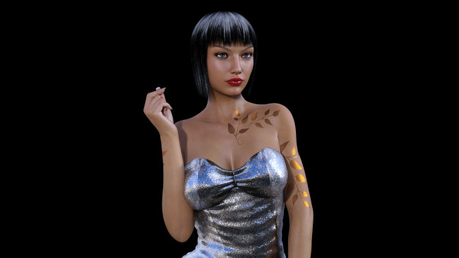 Обои картинки фото 3д графика, люди , people, взгляд, девушка, фон