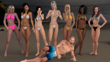 Картинка 3д+графика люди+ people взгляд девушки мужчина фон